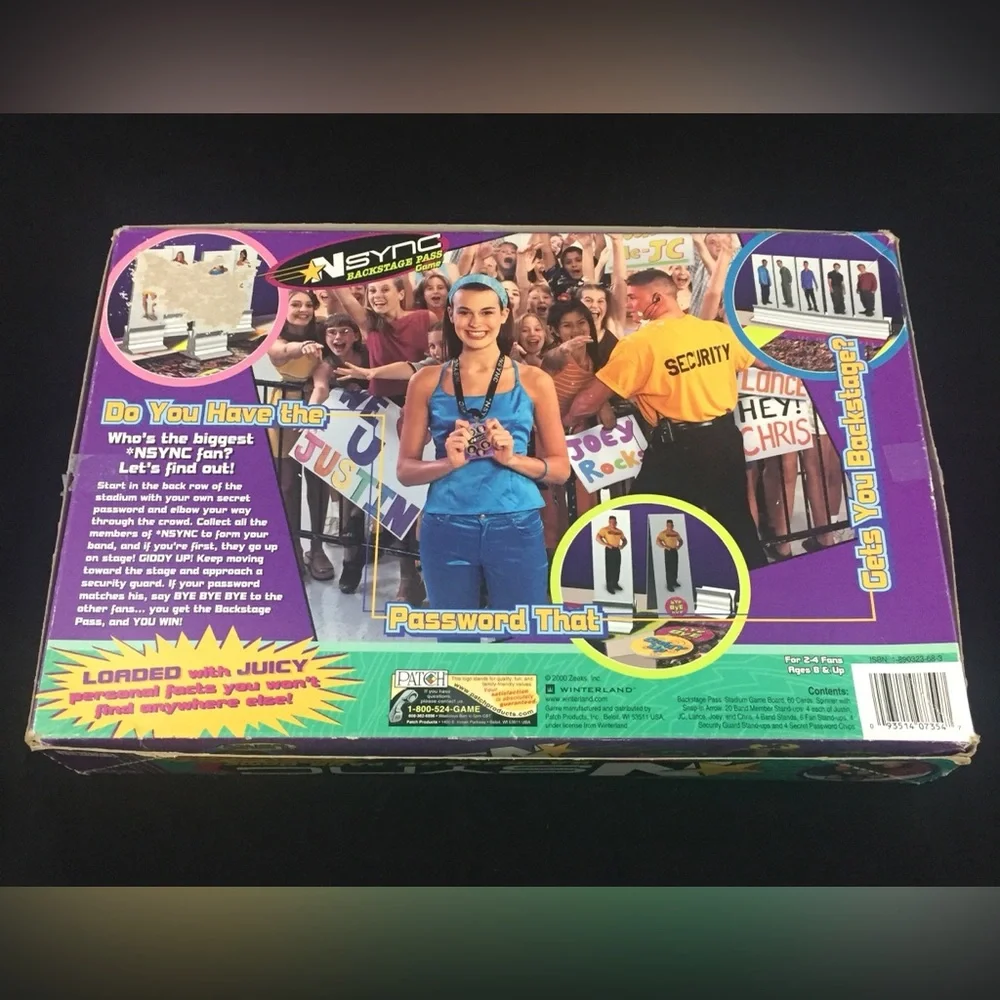 NSYNC Backstage Pass Board Game by Patch Boy Band Trivia 